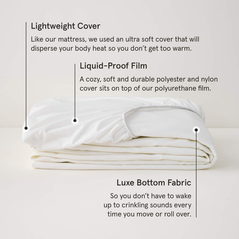 Tuft & Needle Queen Mattress Protector - Waterproof, Liquid-Proof, Sleeps Quiet, Fitted Sheet Style, Soft and Comfortable, White - Image 2
